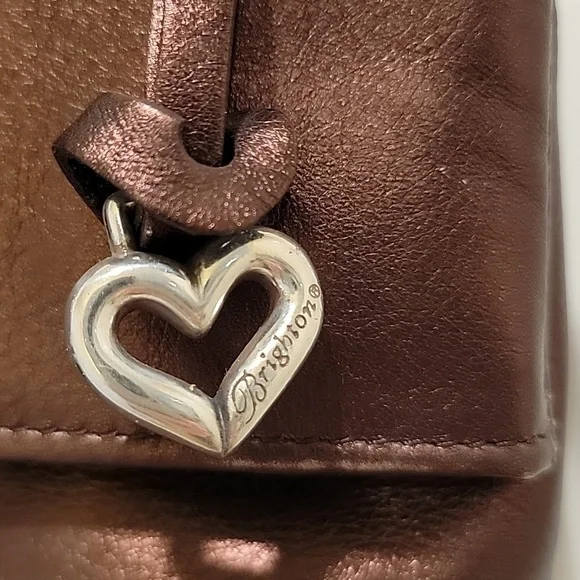 Brighton Scarlet Bronze Fold Over Silver Chain Leather Bag - Picture 3 of 8